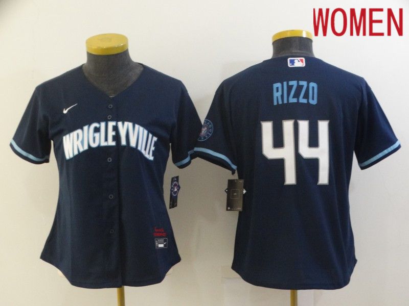 Women Chicago Cubs #44 Rizzo City Edition Blue Game Nike 2021 MLB Jersey